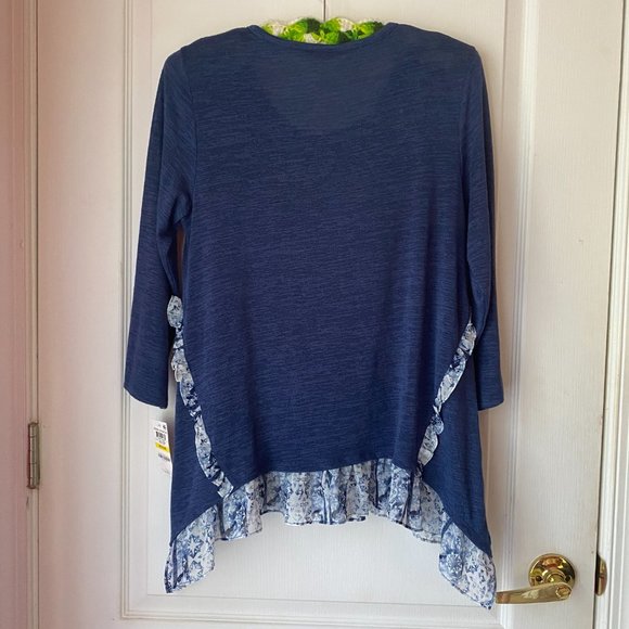 Style & Co | Blue Long Sleeve Top Ruffled M NWT - Picture 5 of 7